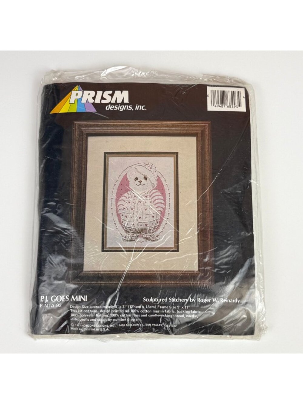 Vintage 1980's Prism Designs P.J. Goes Mini Sculptured Stitchery Kit P-MTA-93 NO